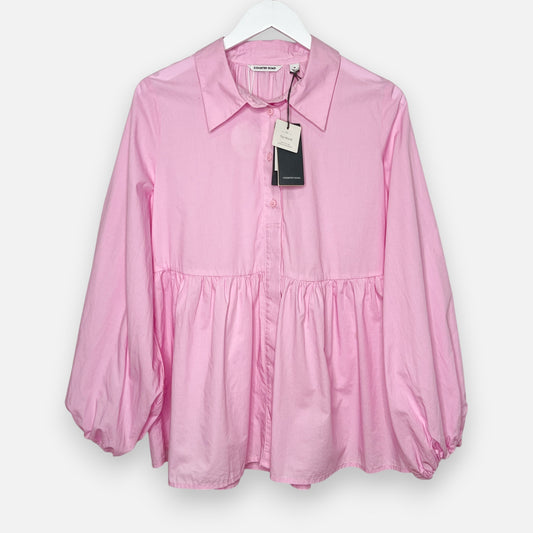 Country Road Sugar Pink Cotton Frill Hem Pop Over Blouse AU10 [NEW]