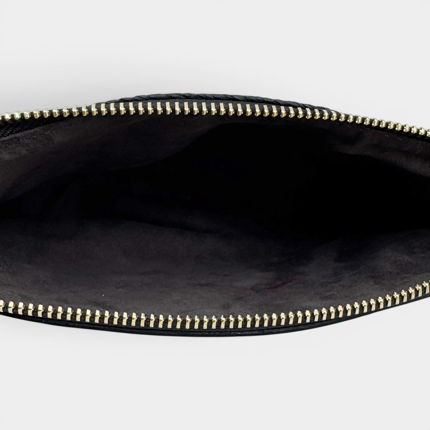 Helen Kaminski Black Leather Raffia Wristlet Clutch Bag
