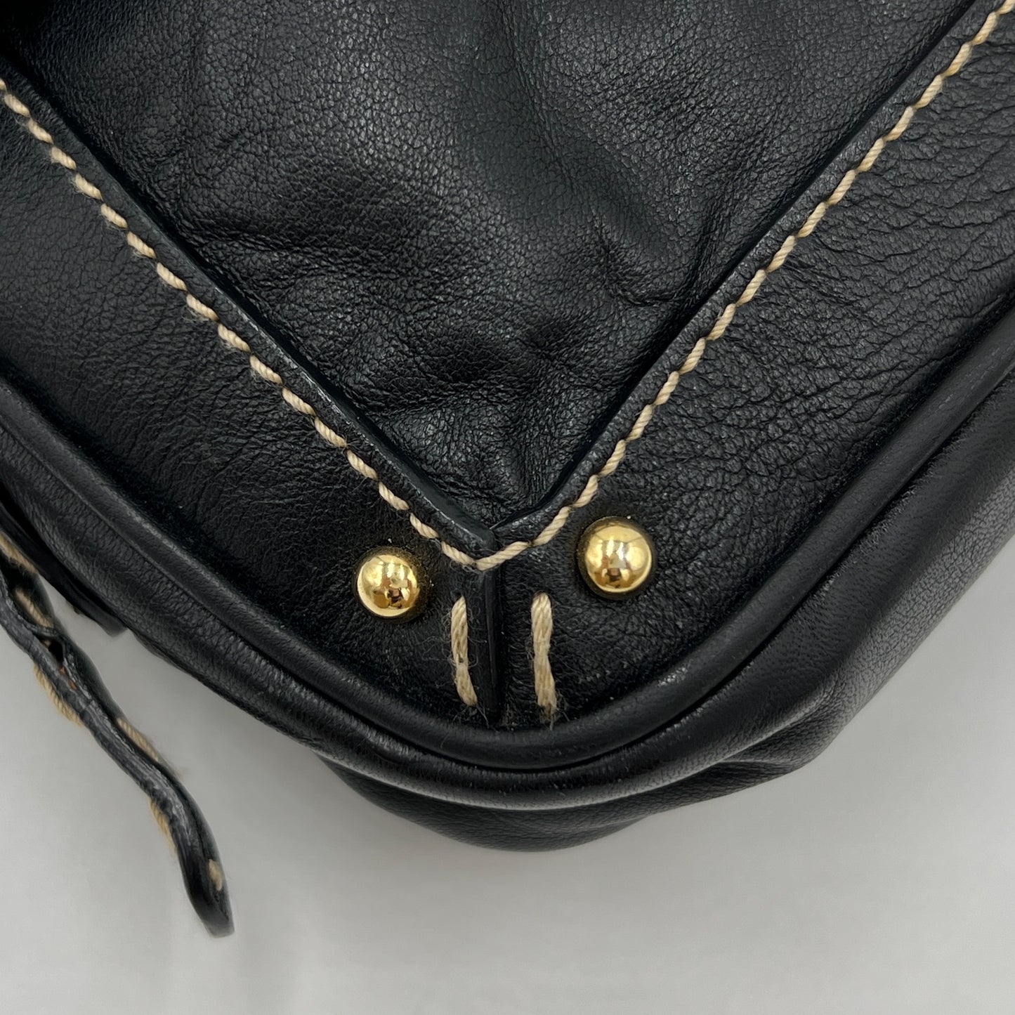 Dolce & Gabbana Top Stitched Black Leather Shoulder Bag