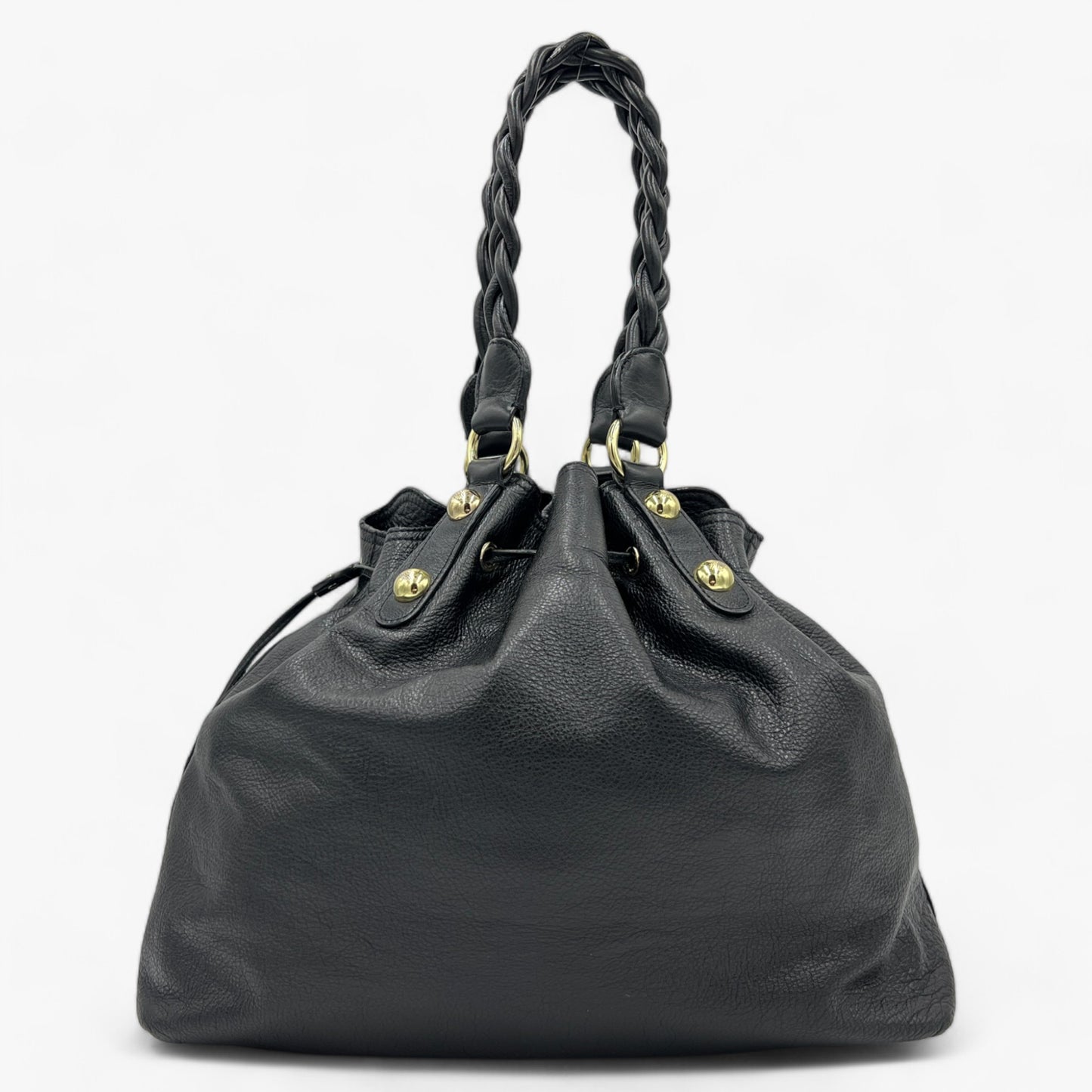 Mulberry Daria Black Soft Leather Drawstring Tote Shoulder Bag