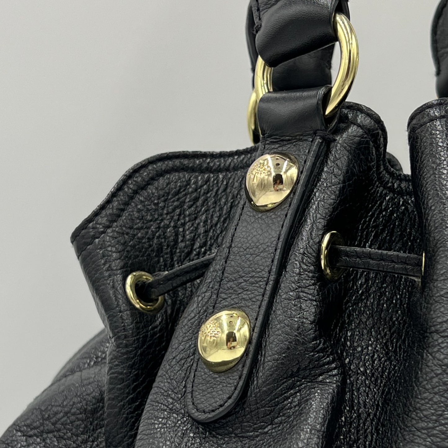 Mulberry Daria Black Soft Leather Drawstring Tote Shoulder Bag