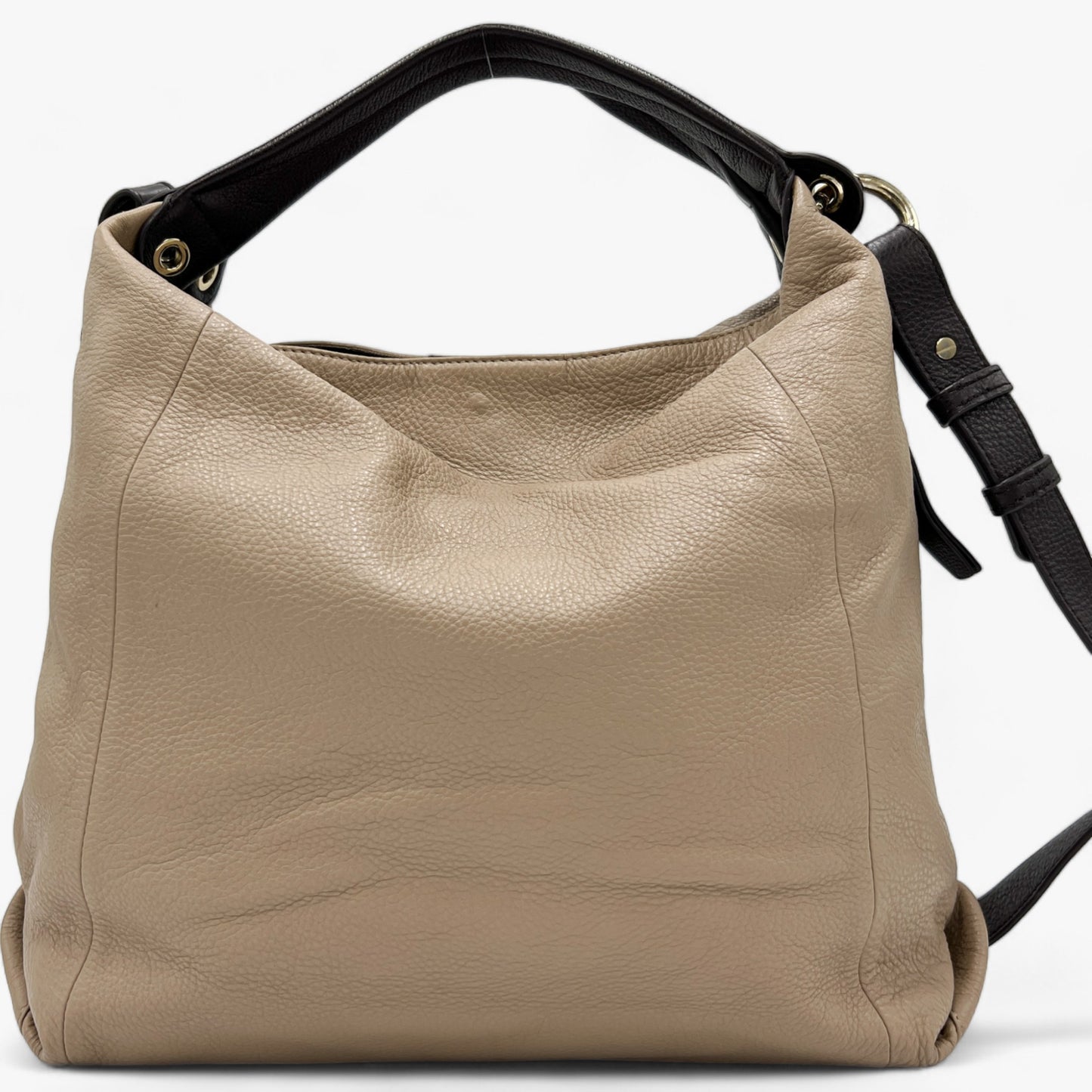 Furla Beige Brown Two-Tone Leather Shoulder Bag