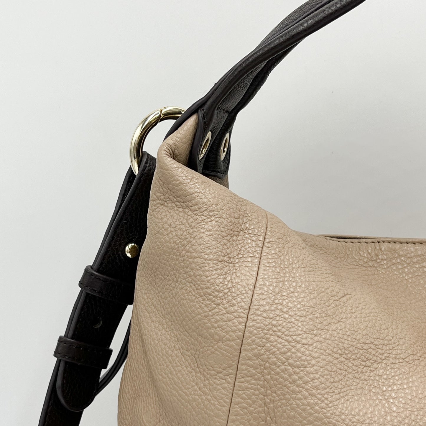 Furla Beige Brown Two-Tone Leather Shoulder Bag