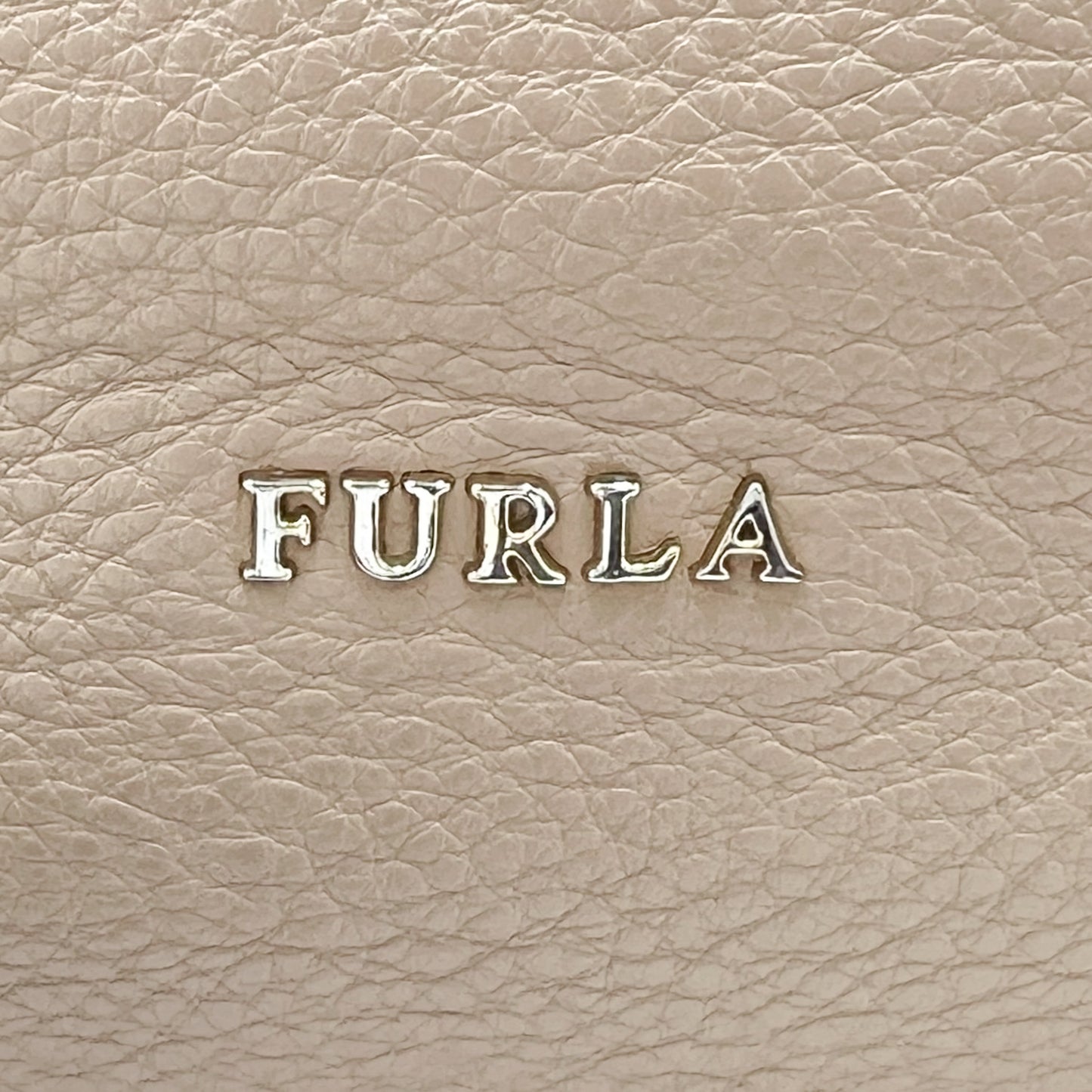 Furla Beige Brown Two-Tone Leather Shoulder Bag