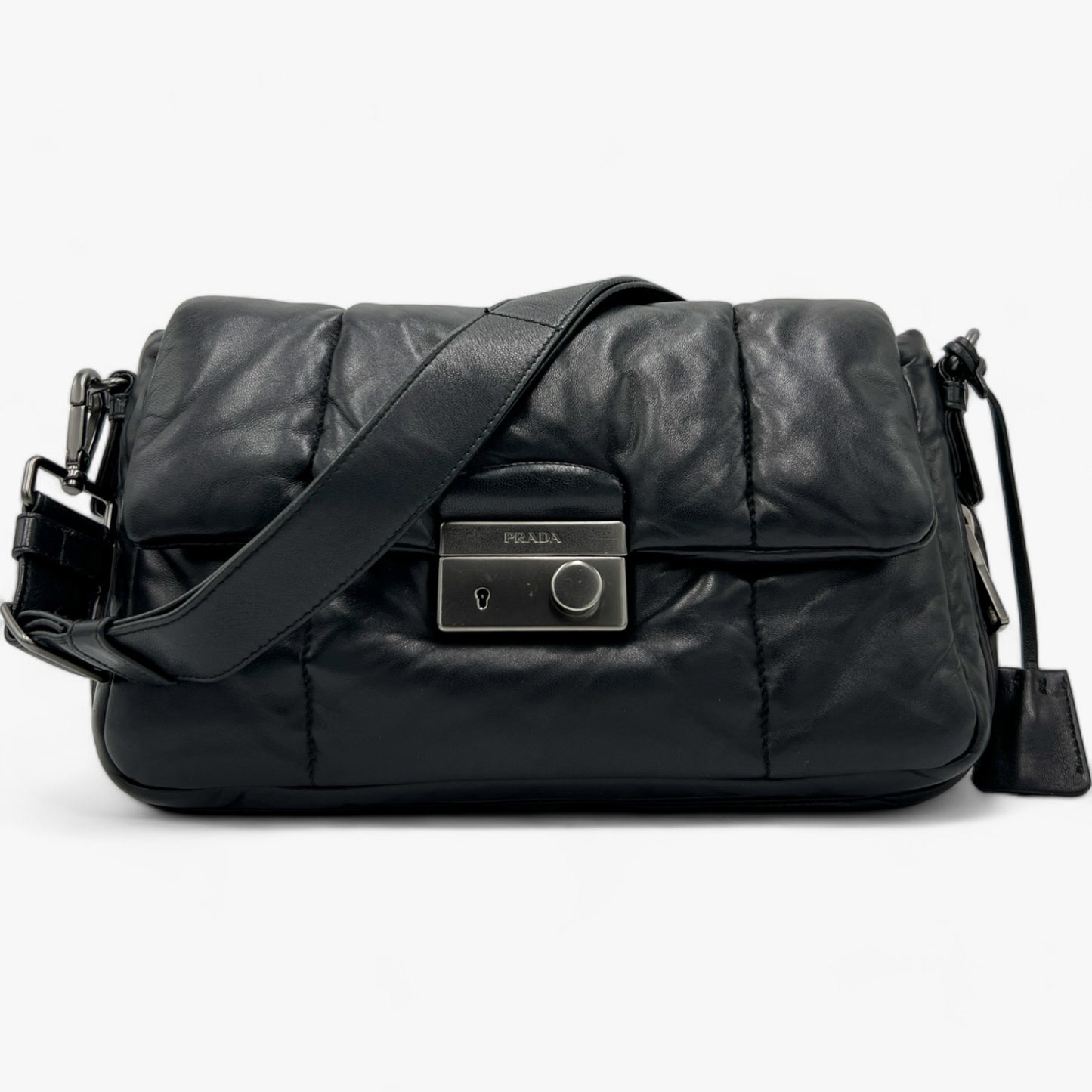 Prada Nappa Bomber Black Leather Shoulder Crossbody Bag