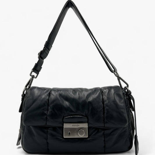 Prada Nappa Bomber Black Leather Shoulder Crossbody Bag