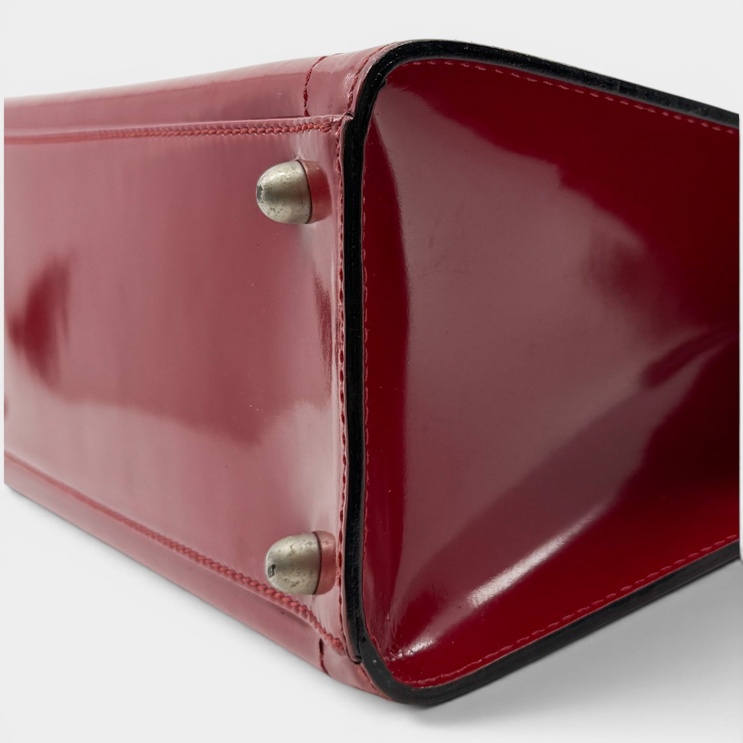Oroton Vintage 80s Bright Red Smooth Leather Top Handle Bag