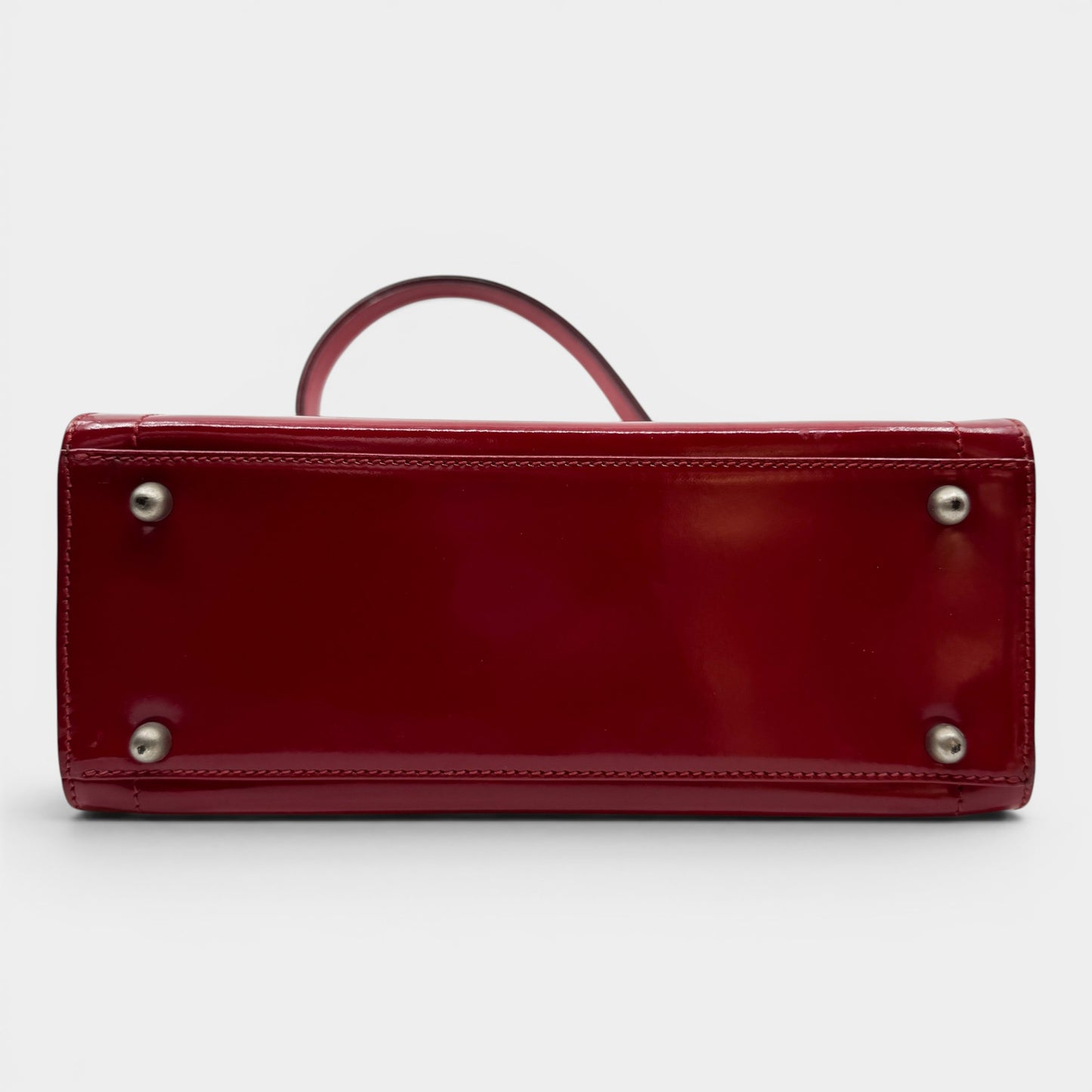 Oroton Vintage 80s Bright Red Smooth Leather Top Handle Bag