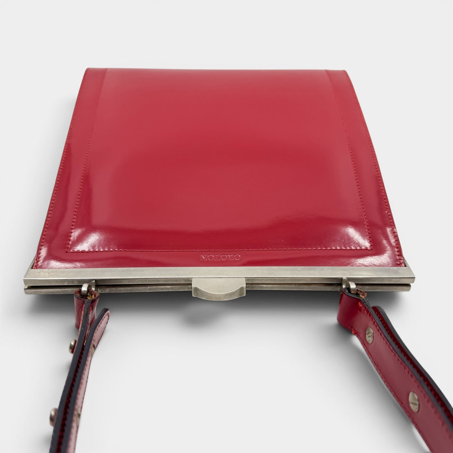 Oroton Vintage 80s Bright Red Smooth Leather Top Handle Bag