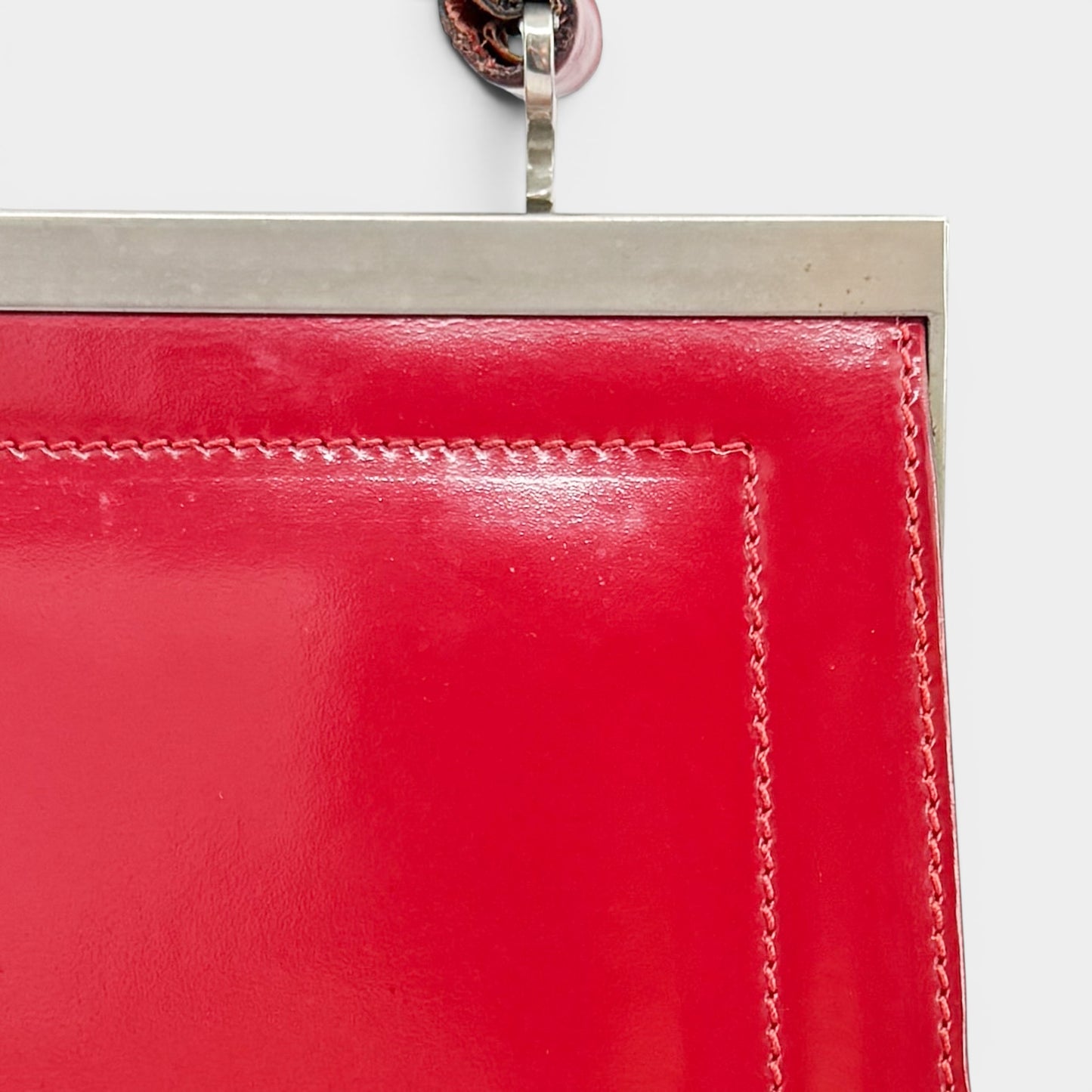 Oroton Vintage 80s Bright Red Smooth Leather Top Handle Bag