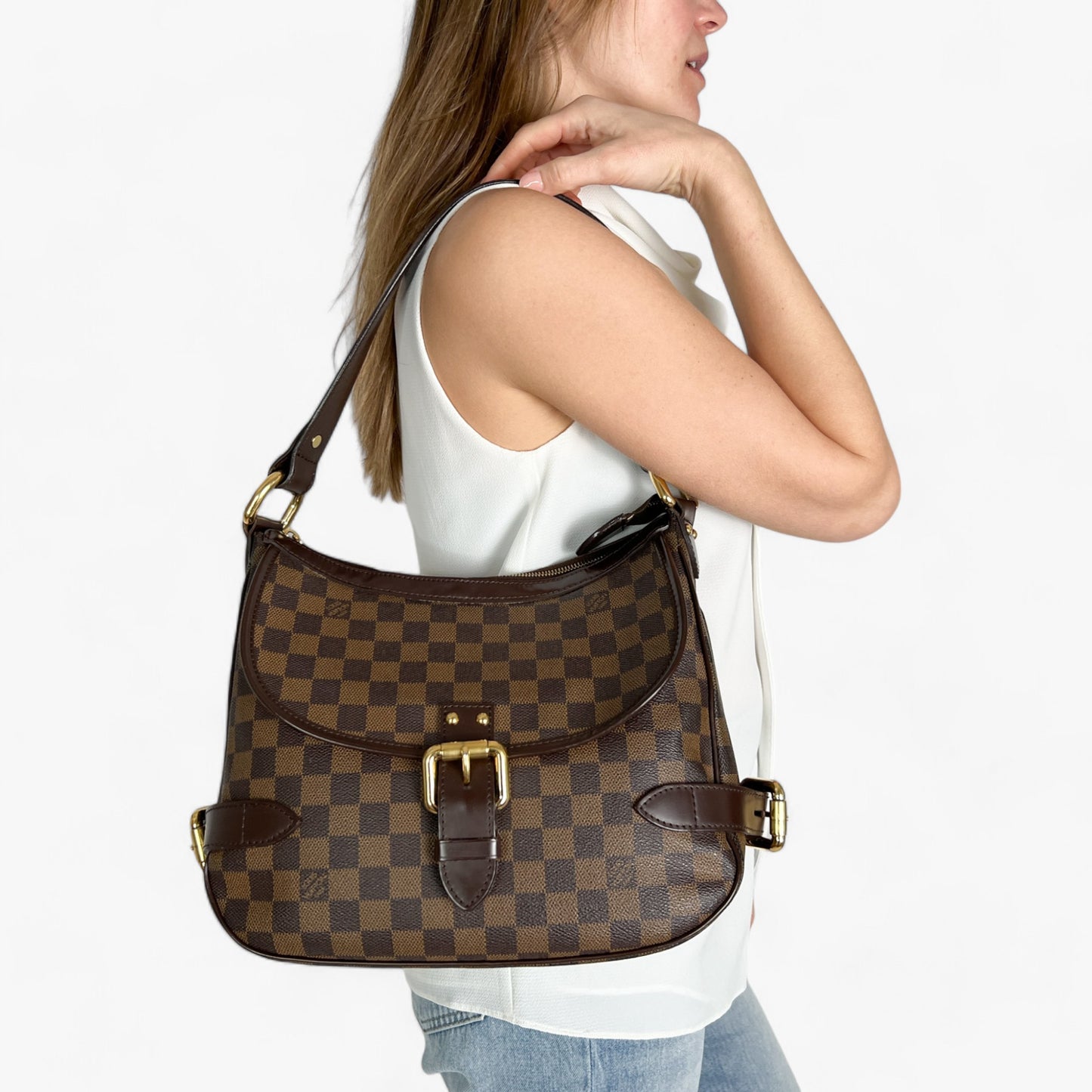 Louis Vuitton Damier Ebene Highbury Hobo Shoulder Bag