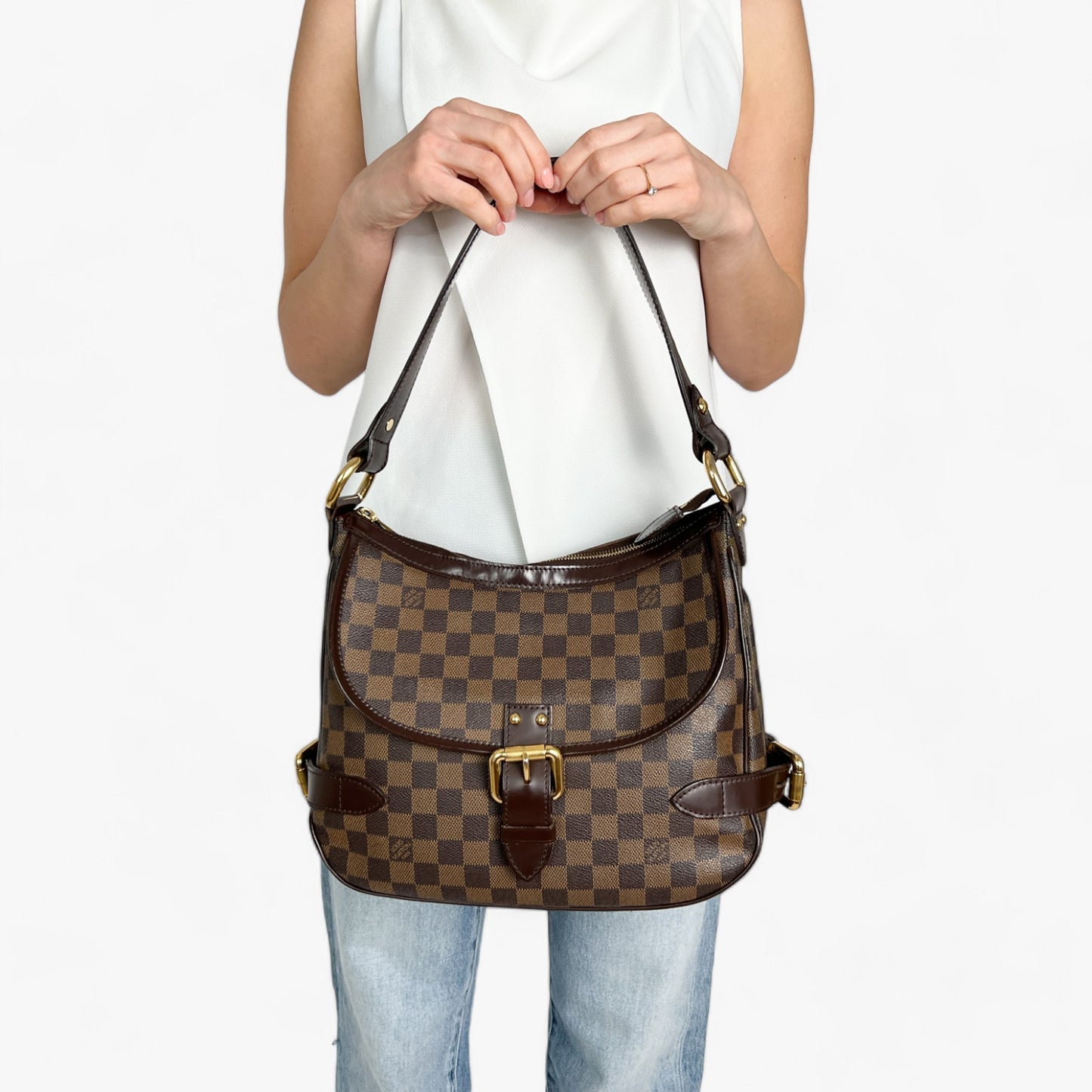 Louis Vuitton Damier Ebene Highbury Hobo Shoulder Bag