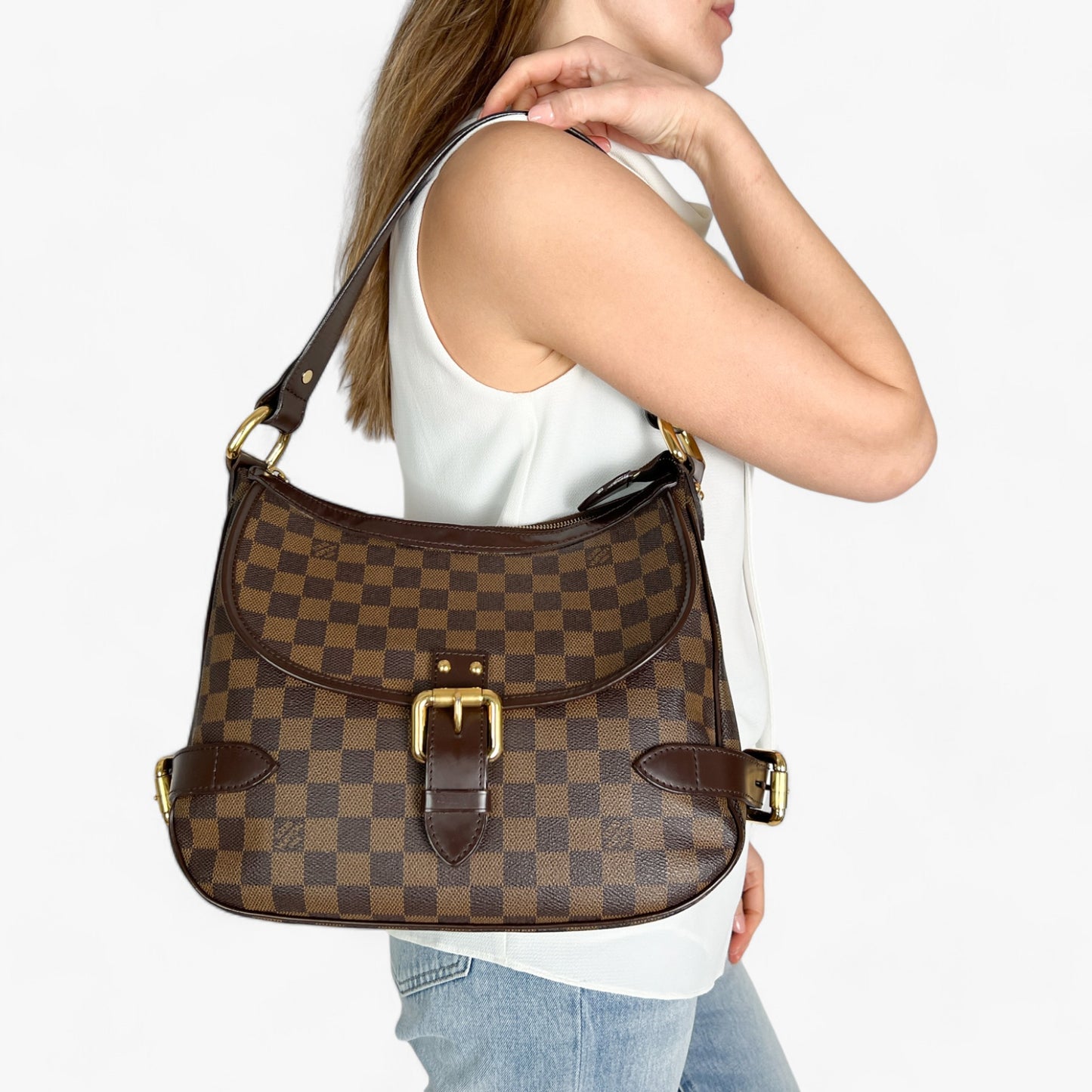 Louis Vuitton Damier Ebene Highbury Hobo Shoulder Bag