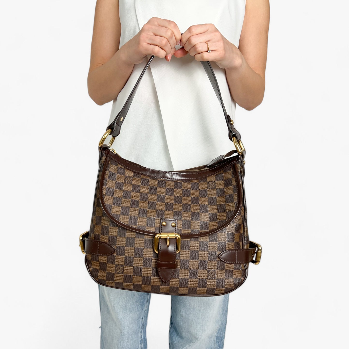 Louis Vuitton Damier Ebene Highbury Hobo Shoulder Bag