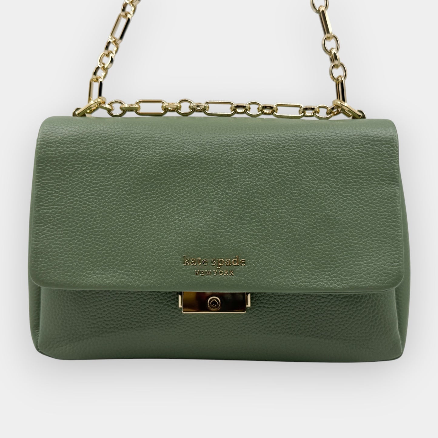 Kate Spade NY Light Olive Green Carlyle Flap Medium Shoulder Bag