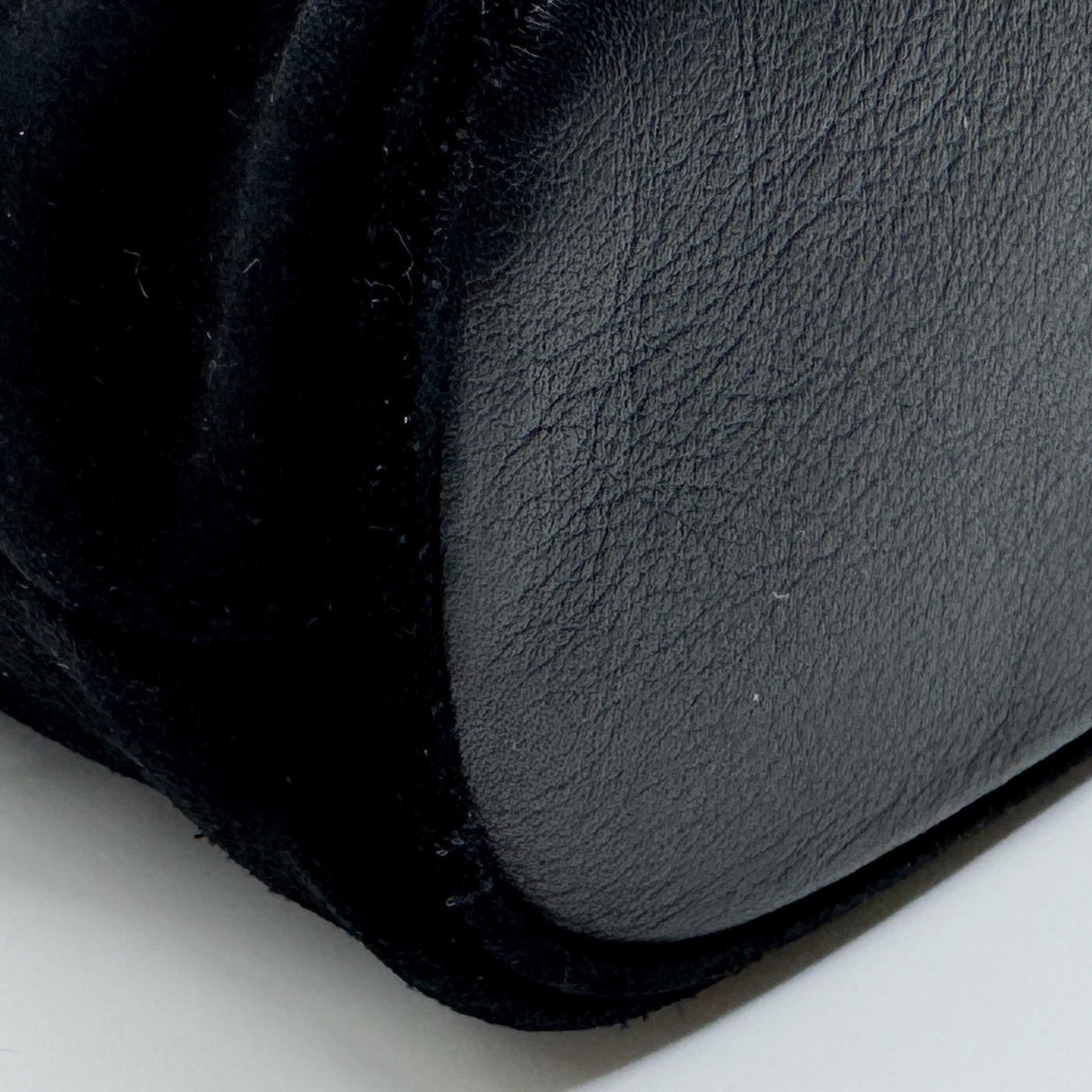 Vintage Furla Black Suede and Leather Top Handle Zip Bag