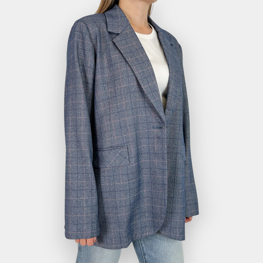 Zoe Kratzmann Scout Sapphire Blue Check Blazer Jacket 3 ~ AU14-16