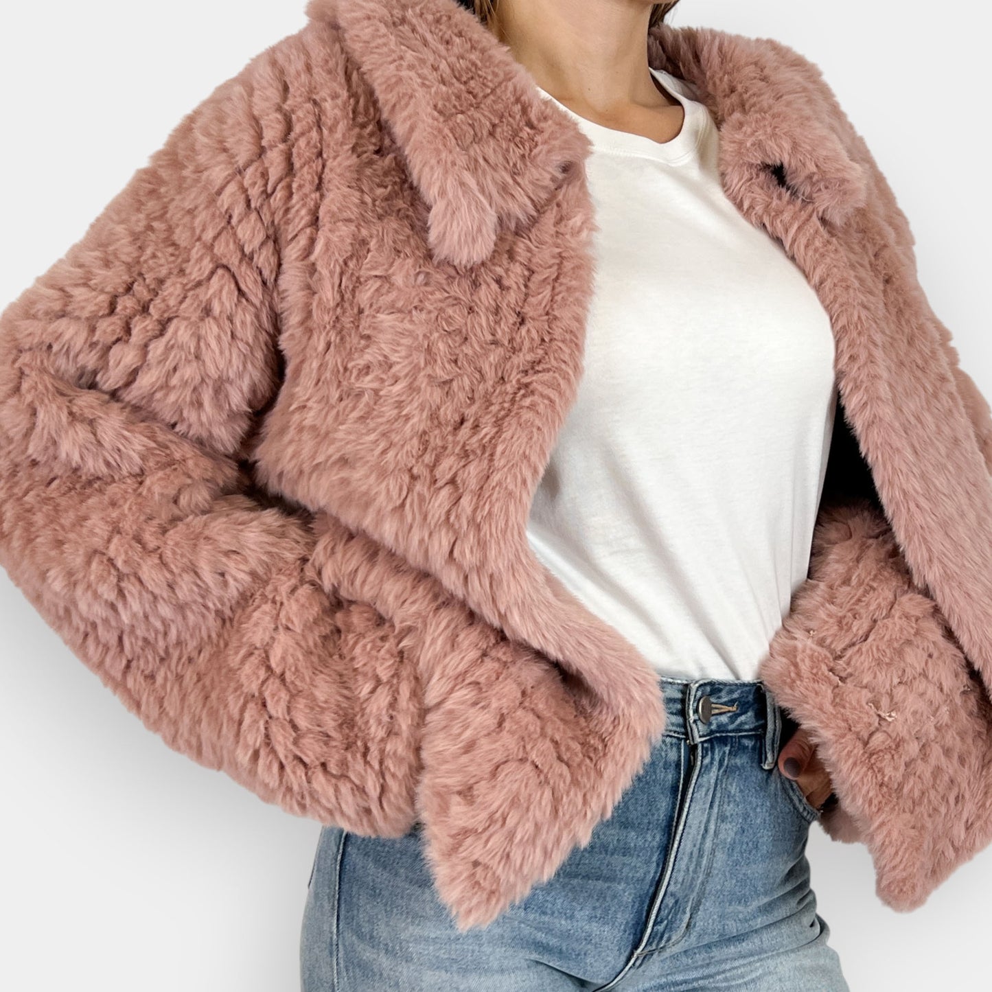Lady Luxe Rose Faux Fur Leola Jacket Large ~ AU12-14-16 [NEW]