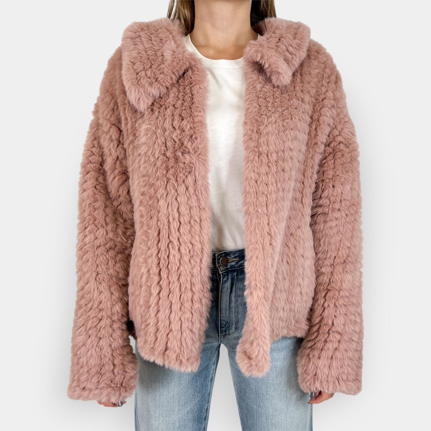Lady Luxe Rose Faux Fur Leola Jacket Large ~ AU12-14-16 [NEW]