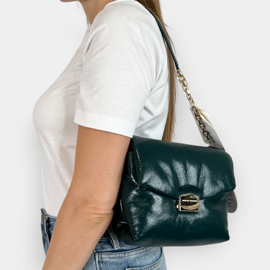 Scanlan Theodore Forest Green Leather Small Pillow Bag