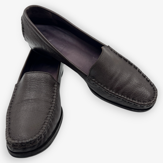 Bally Brown Leather Square Toe Loafers EU40 ~ AU9