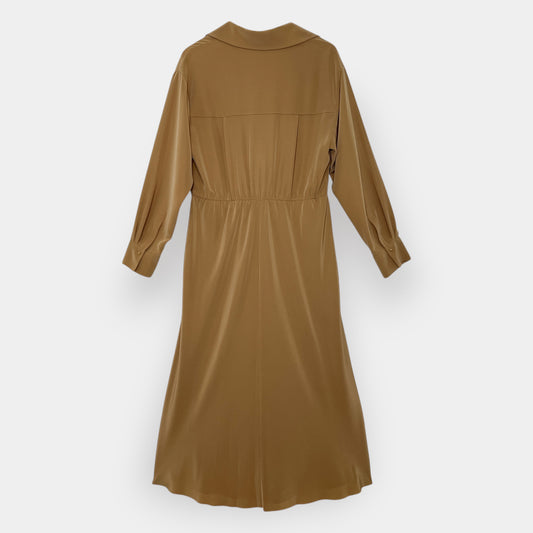 Vince Camel Satin Back Crepe Tie Front Camuto Midi Dress Large ~ AU14 [NEW]