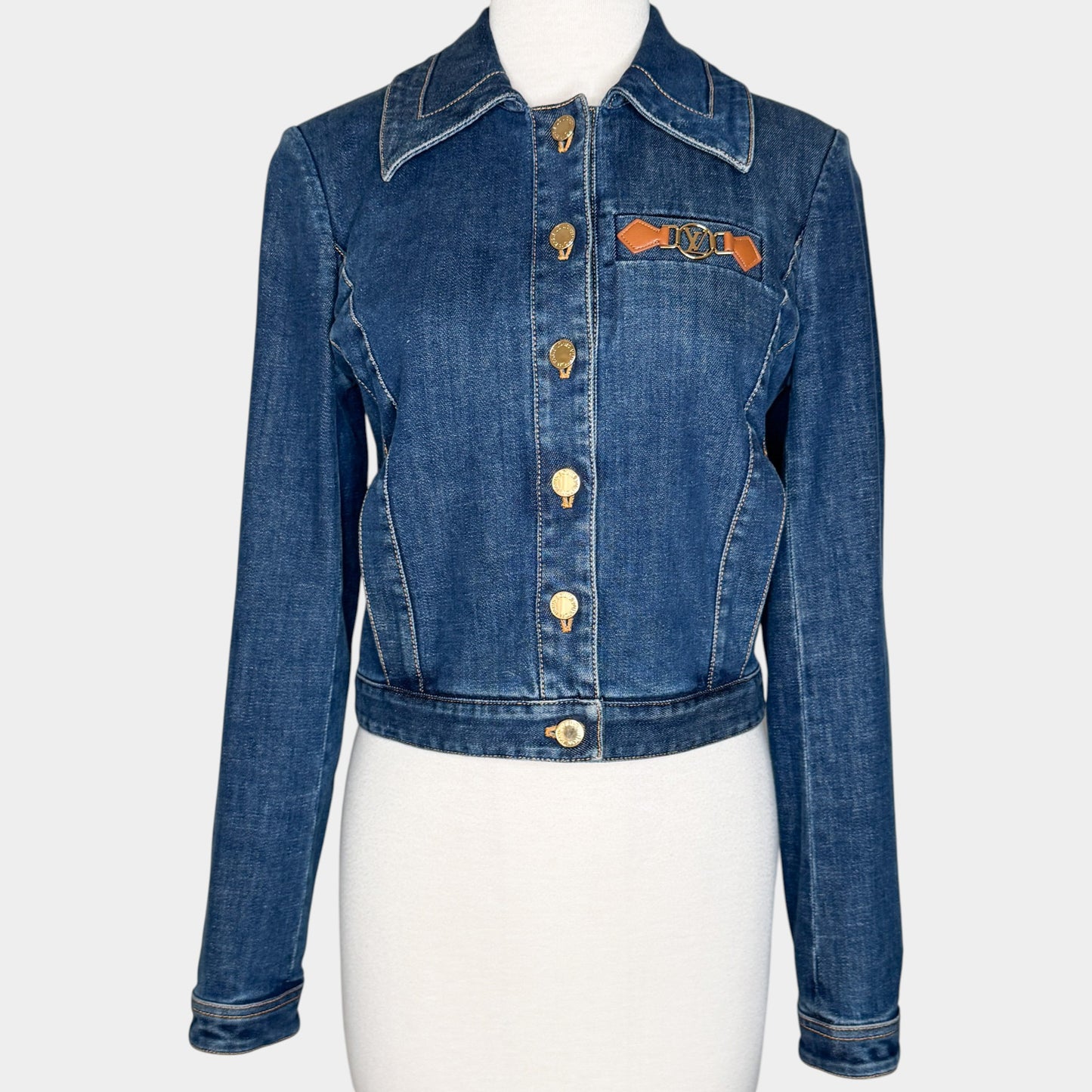 Louis Vuitton Retro Organic Cotton Blue Denim Jacket EU34 ~ AU6-8