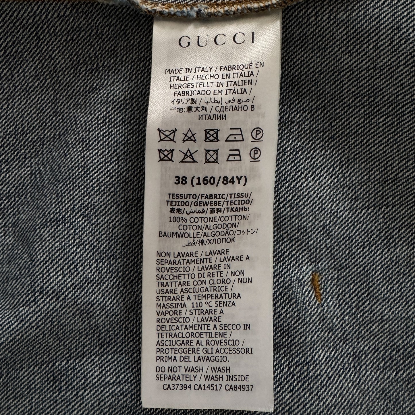 Gucci Eco Washed Organic Blue Denim Safari Jacket EU38 ~ AU8