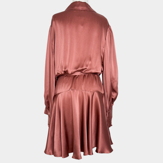 Zimmermann Rose Gold Bronze Silk Mini Wrap Dress 4 ~ AU14