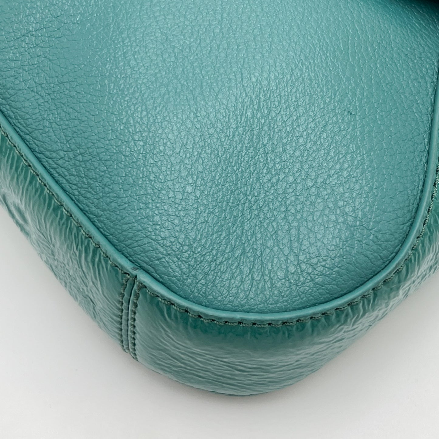 Mimco Molten Hip Teal Green Leather Crossbody Bag