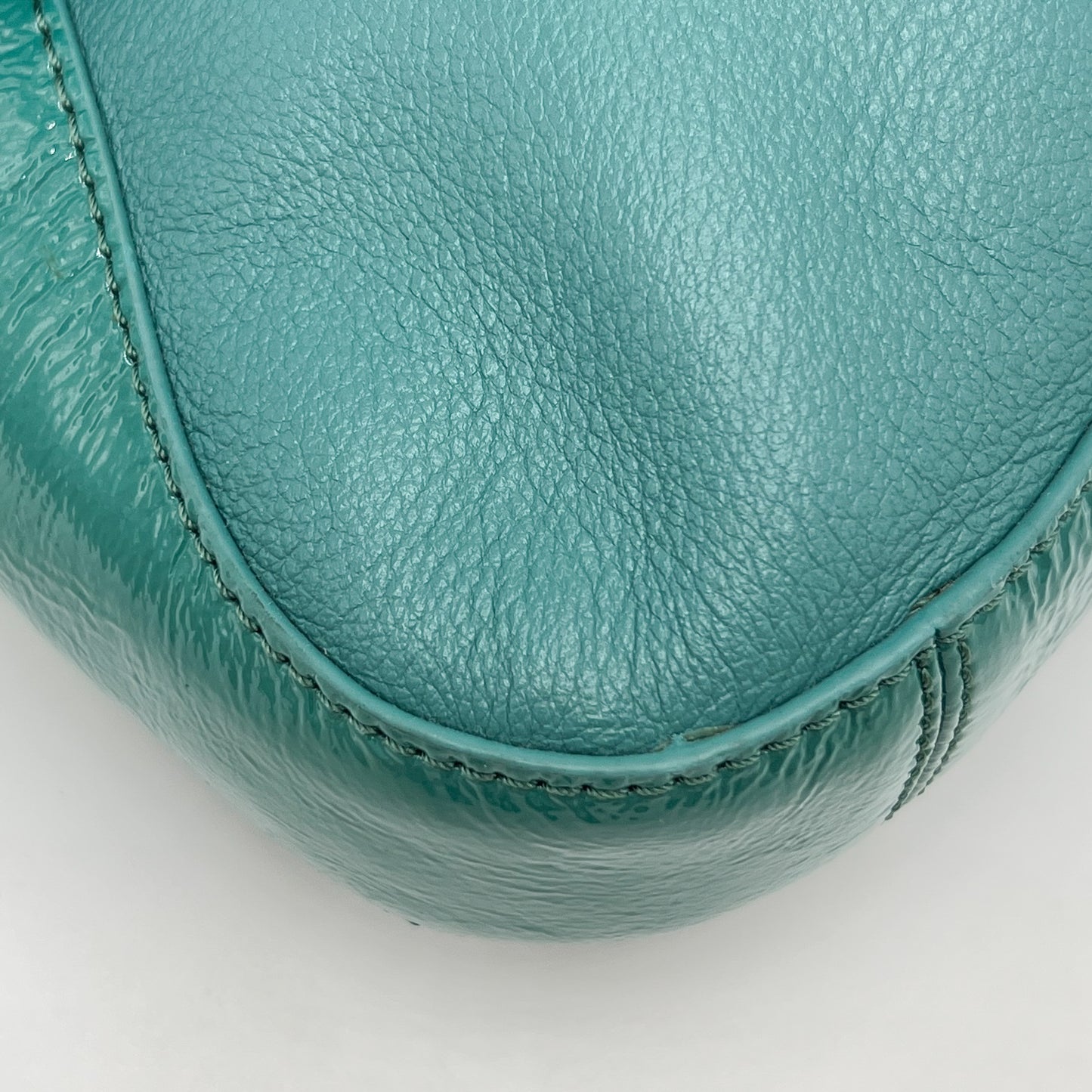 Mimco Molten Hip Teal Green Leather Crossbody Bag