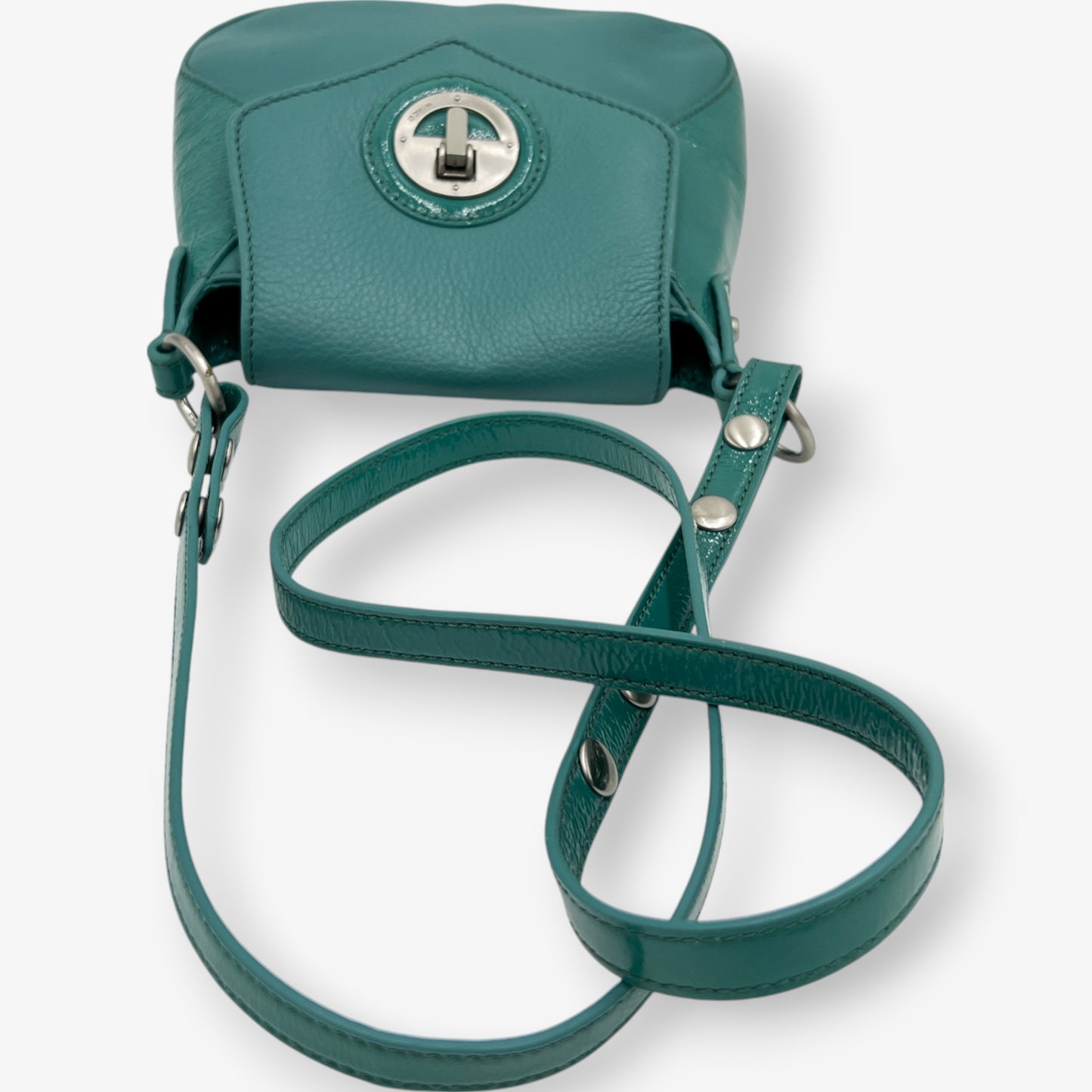 Mimco Molten Hip Teal Green Leather Crossbody Bag