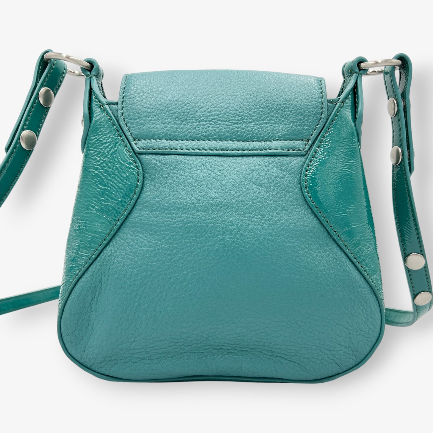 Mimco Molten Hip Teal Green Leather Crossbody Bag