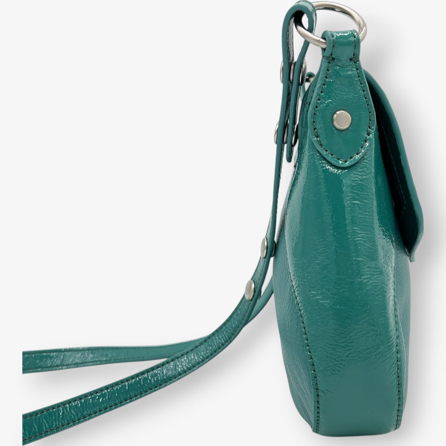 Mimco Molten Hip Teal Green Leather Crossbody Bag