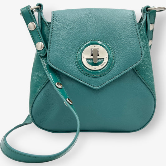 Mimco Molten Hip Teal Green Leather Crossbody Bag