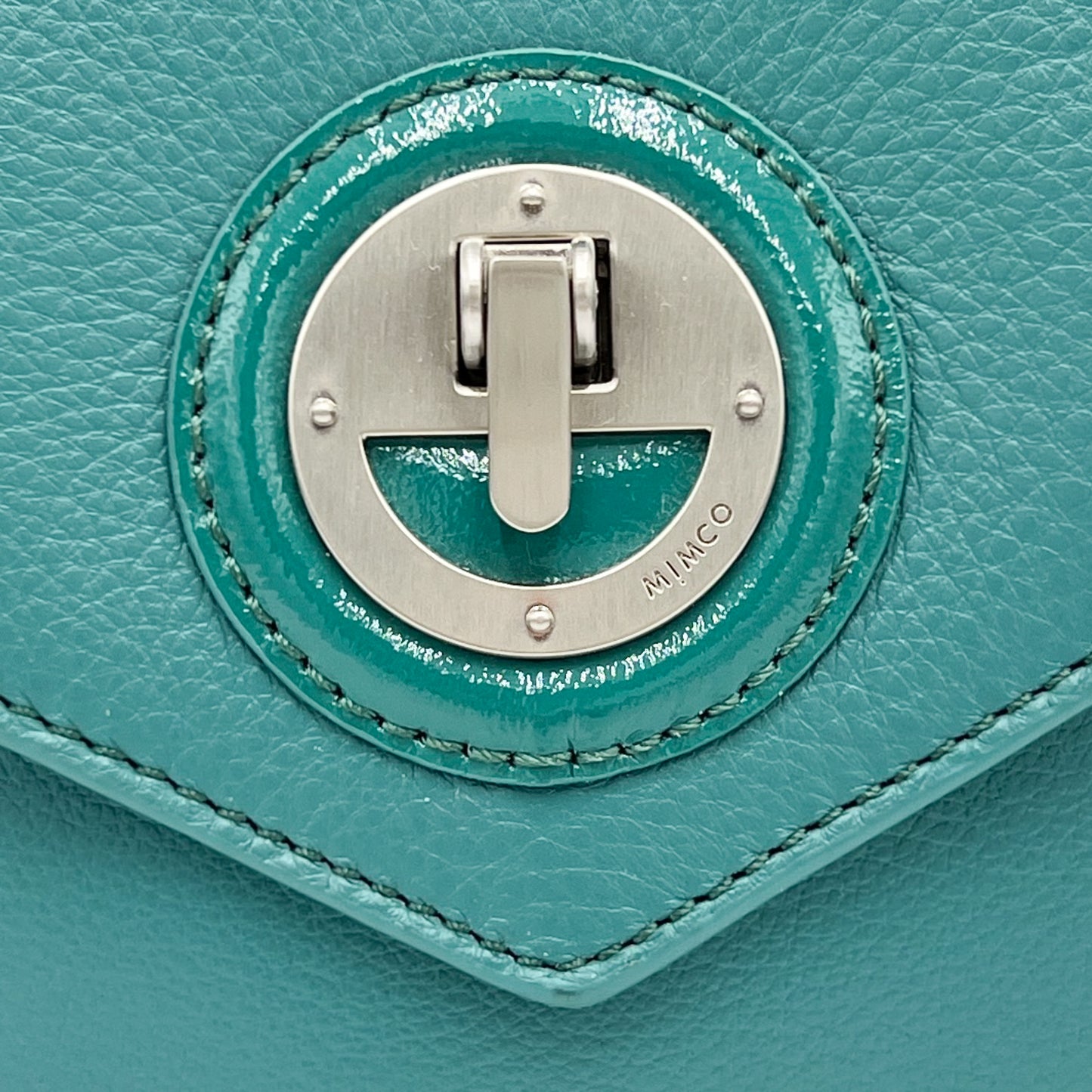 Mimco Molten Hip Teal Green Leather Crossbody Bag