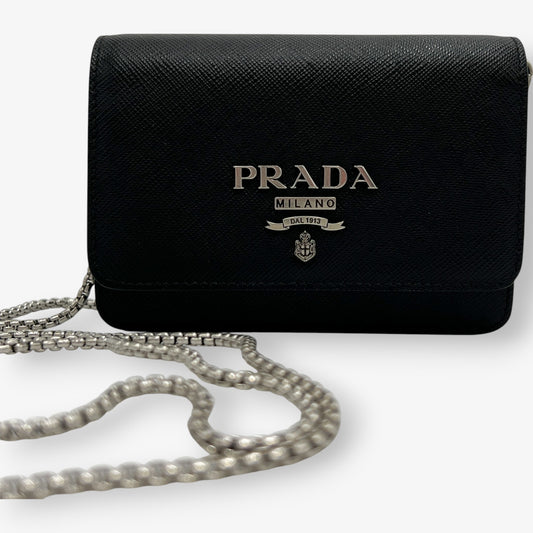 Prada Black Saffiano Leather Mini Bandoliera Bag