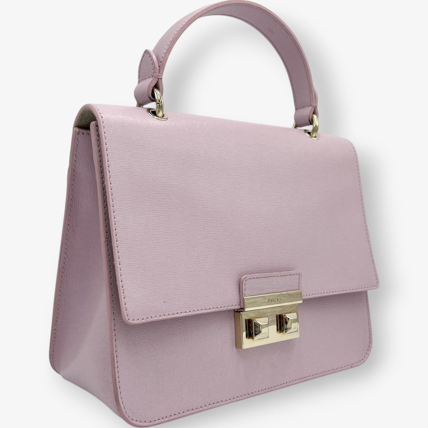 Furla Lilac Saffiano Leather Metropolis Crossbody Top Handle Bag