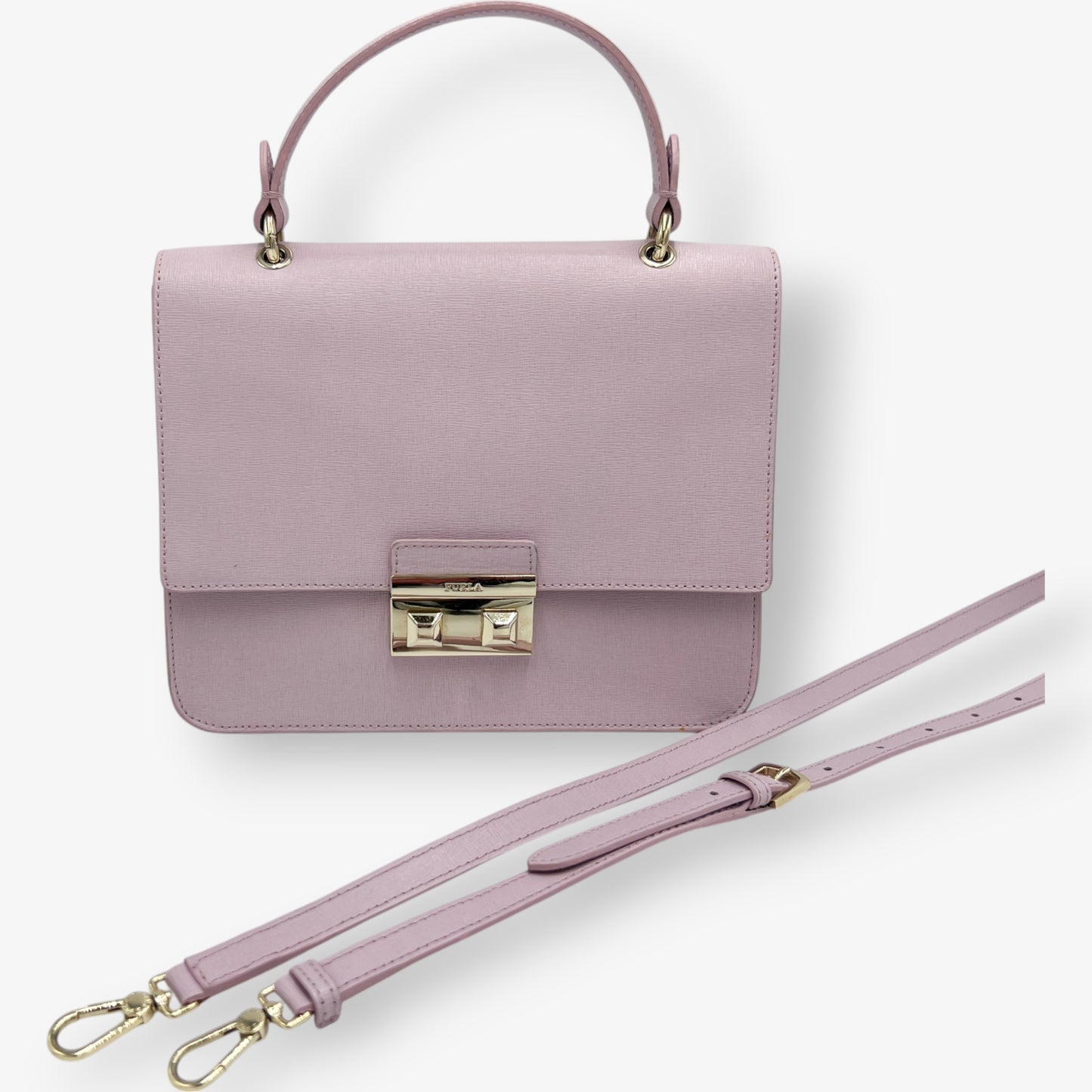 Furla Lilac Saffiano Leather Metropolis Crossbody Top Handle Bag