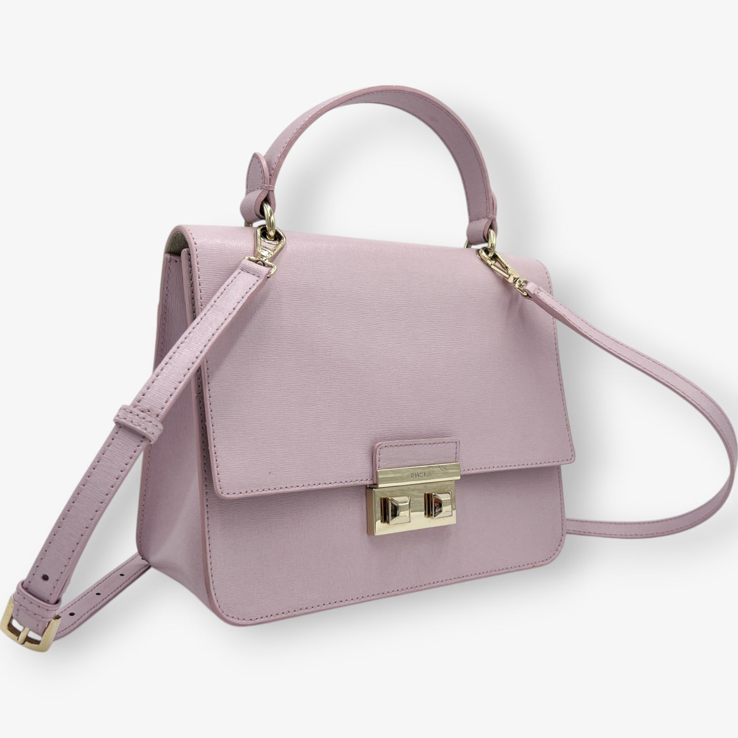 Furla Lilac Saffiano Leather Metropolis Crossbody Top Handle Bag