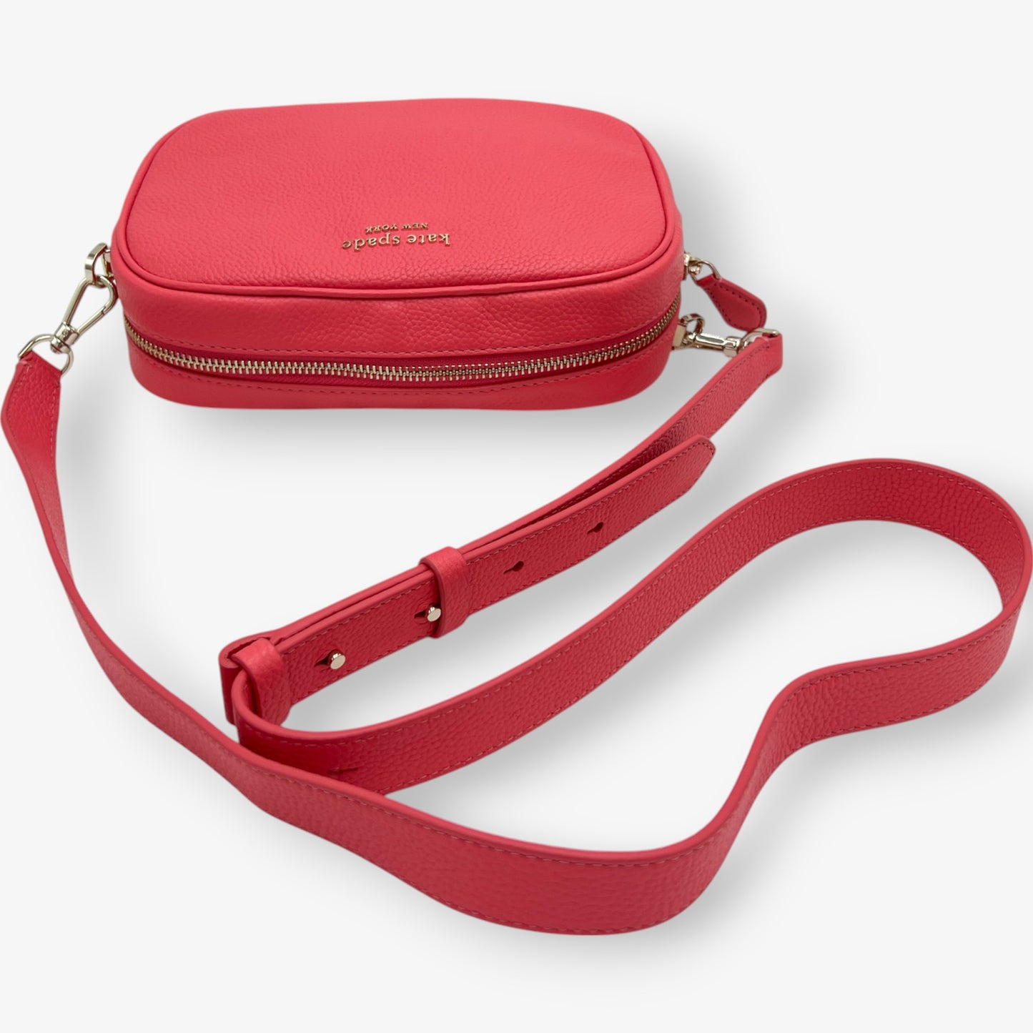 Kate Spade NY Coral Pink Leather Camera Crossbody Bag