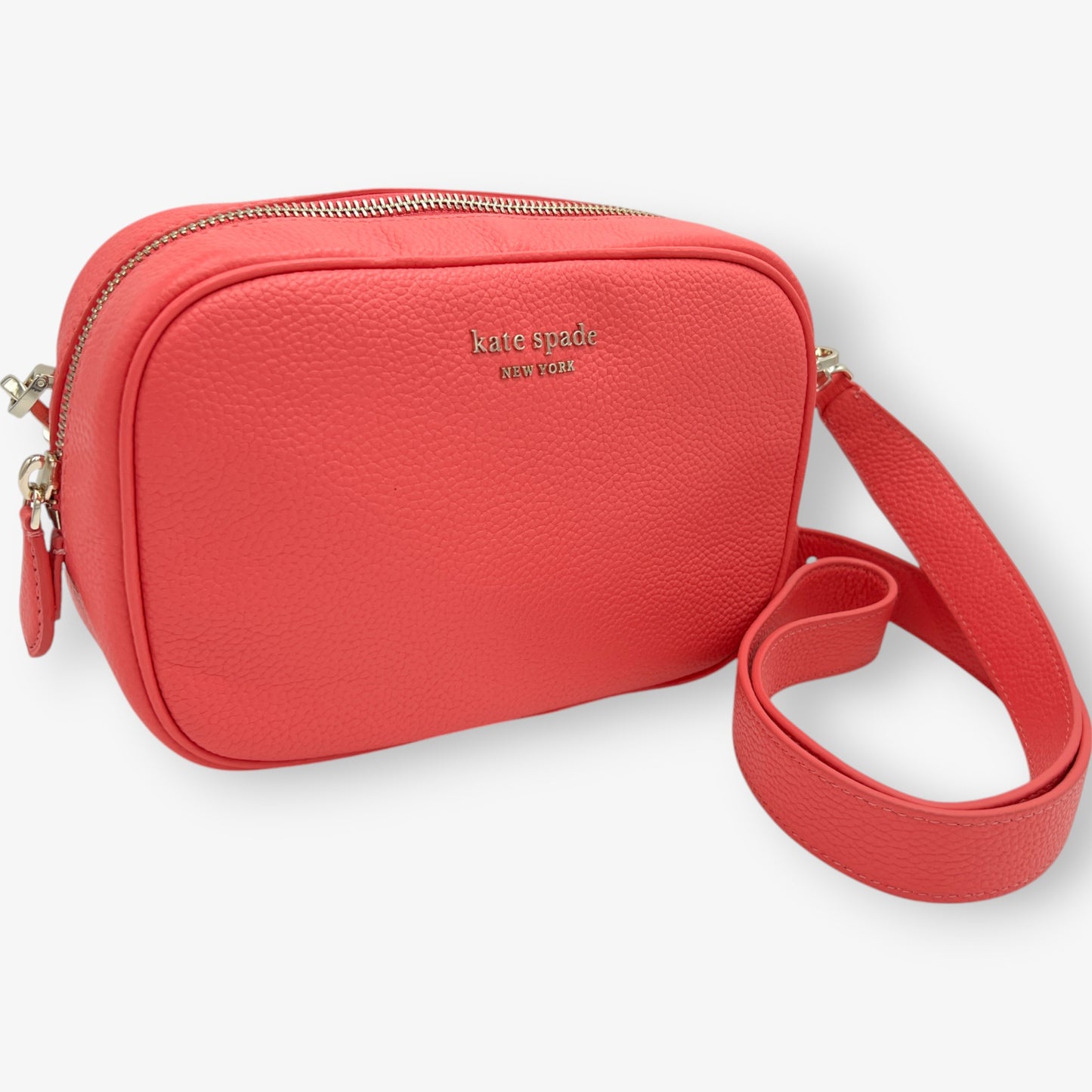 Kate Spade NY Coral Pink Leather Camera Crossbody Bag