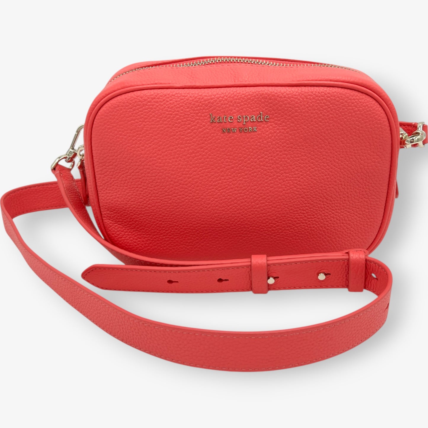 Kate Spade NY Coral Pink Leather Camera Crossbody Bag