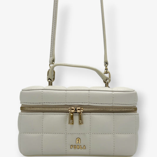 Furla Camelia Off-White Leather Vanity Case Crossbody Bag