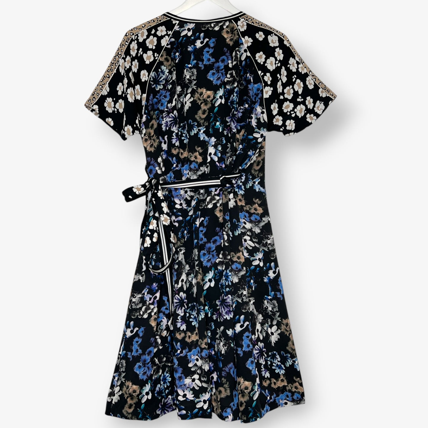 Marc Cain Sport Blue Floral & Leopard Wrap Dress N5 ~ AU12-14 ~ Large [NEW]