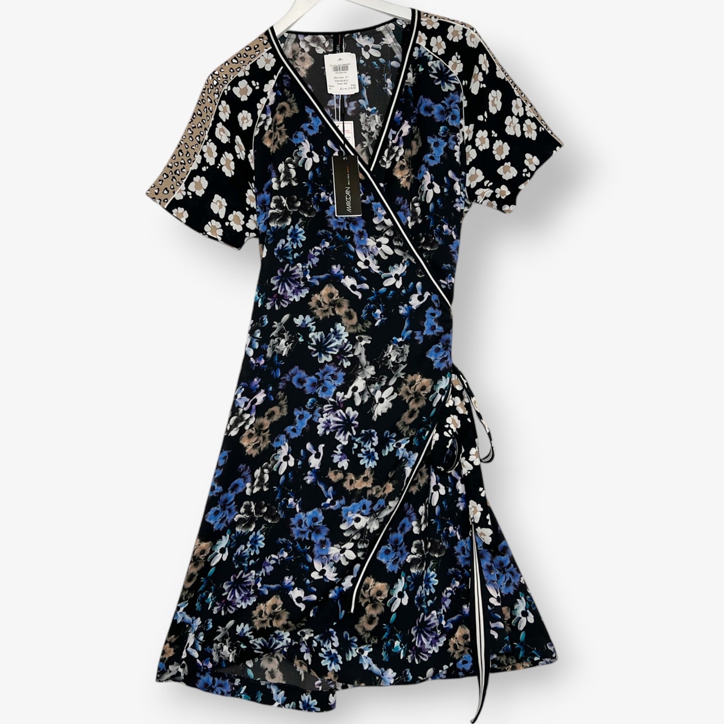 Marc Cain Sport Blue Floral & Leopard Wrap Dress N5 ~ AU12-14 ~ Large [NEW]
