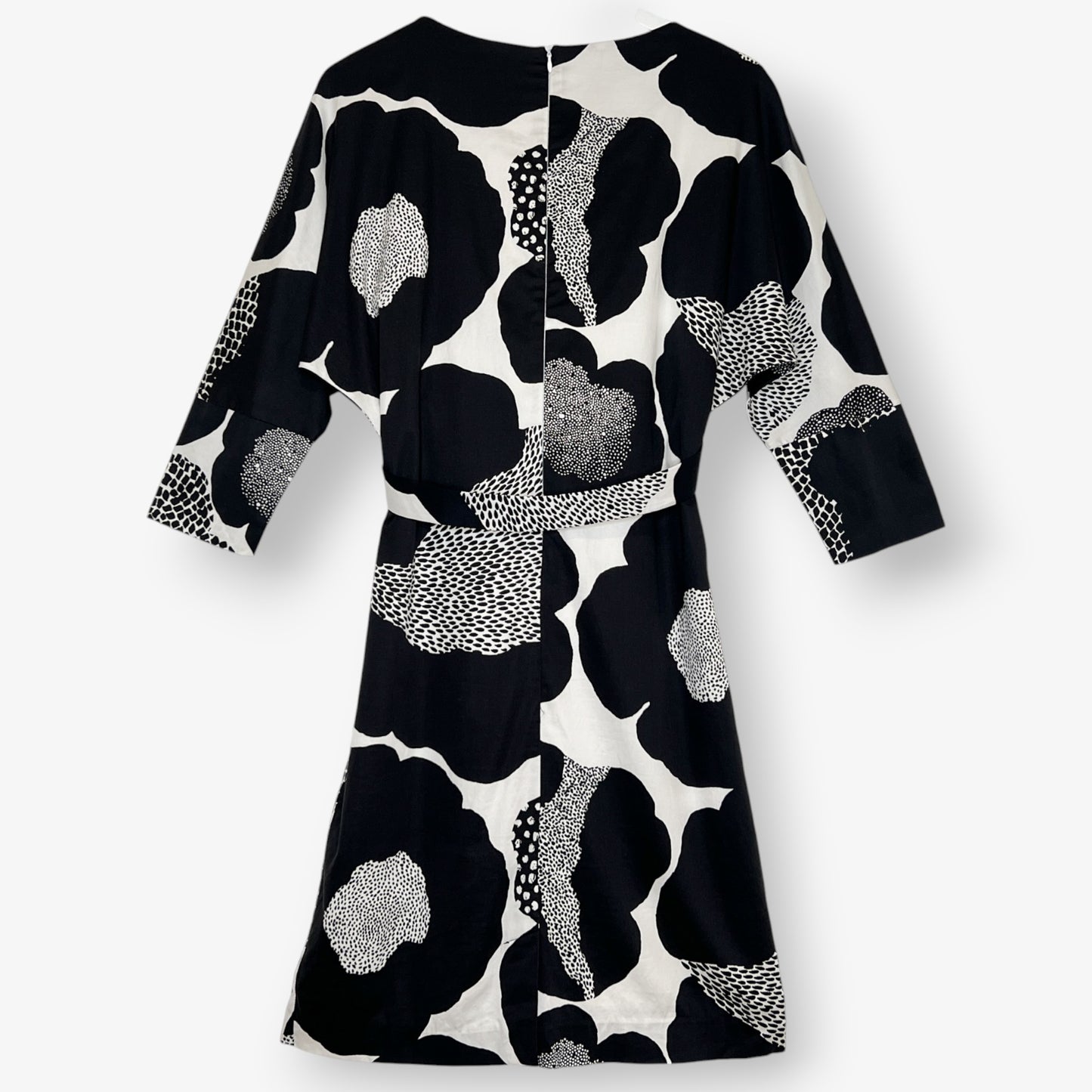 Marimekko Black White Cotton 'Kunu' Belted Dress EU40 ~ AU12 ~ Medium