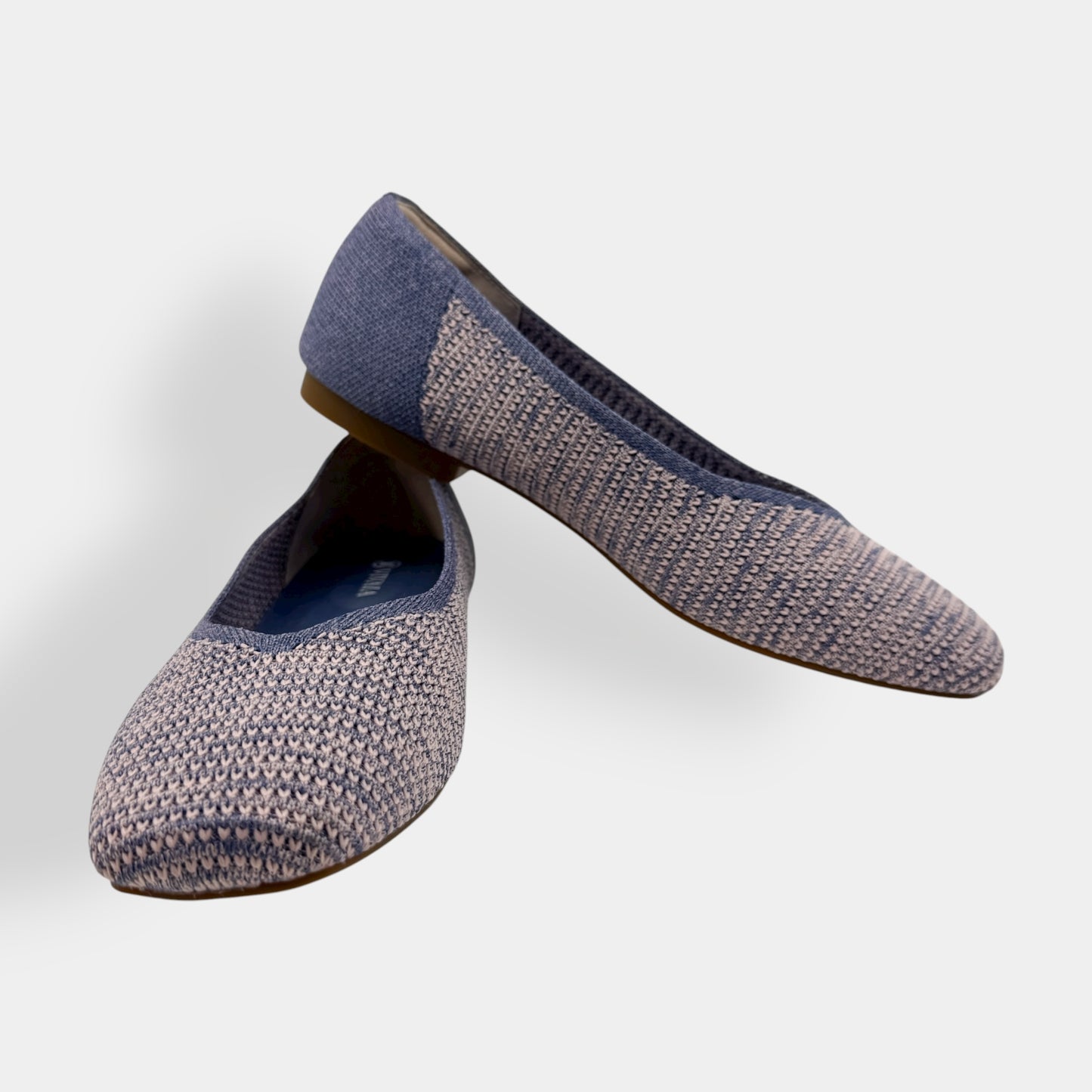 Vivaia Pale Blue Pink Margot Square-Toe V-Cut Flats Shoes EU40.5 ~ AU9.5