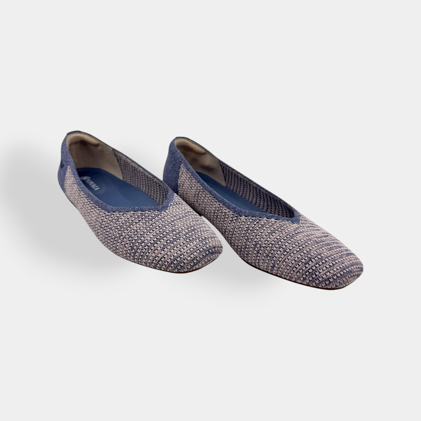 Vivaia Pale Blue Pink Margot Square-Toe V-Cut Flats Shoes EU40.5 ~ AU9.5