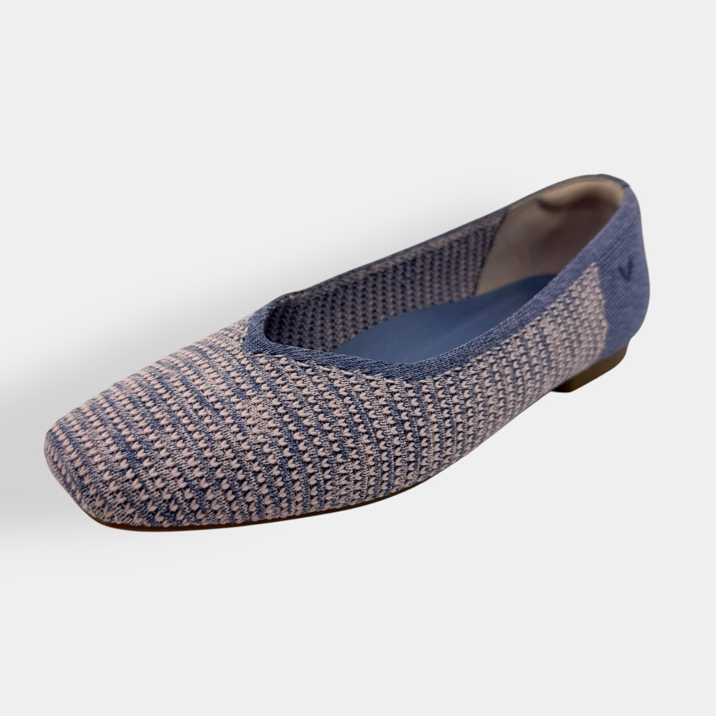 Vivaia Pale Blue Pink Margot Square-Toe V-Cut Flats Shoes EU40.5 ~ AU9.5
